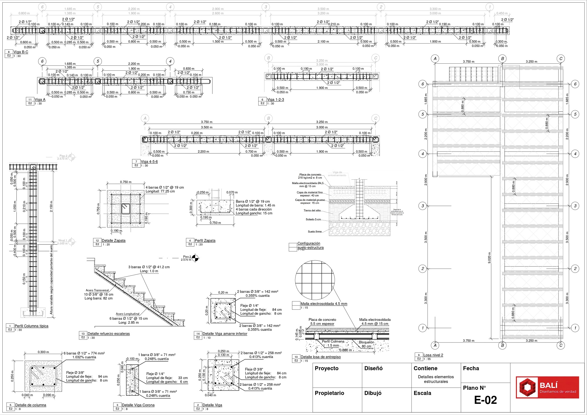 Planos del diseño estructural